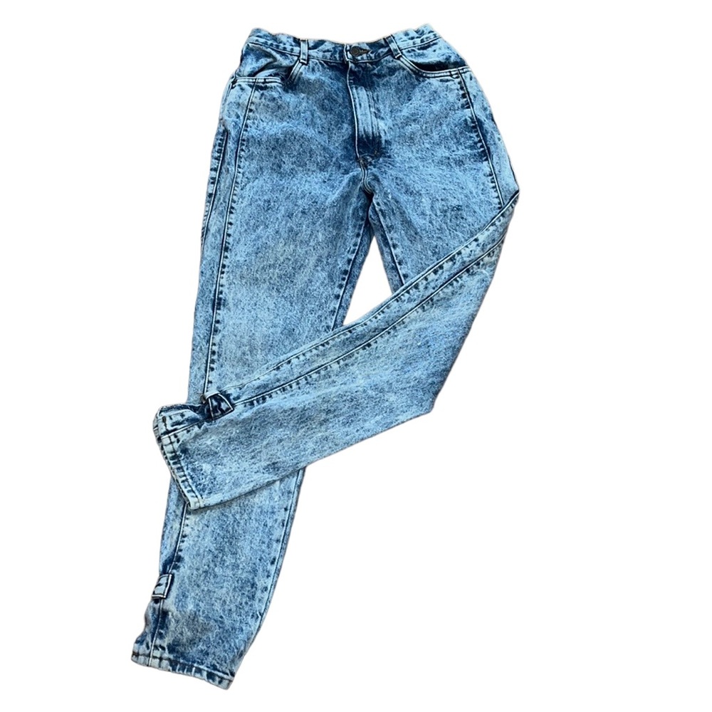 Vintage SUNSET BLUES Acid Wash Taper Leg Mom Jeans~READ See Measurements